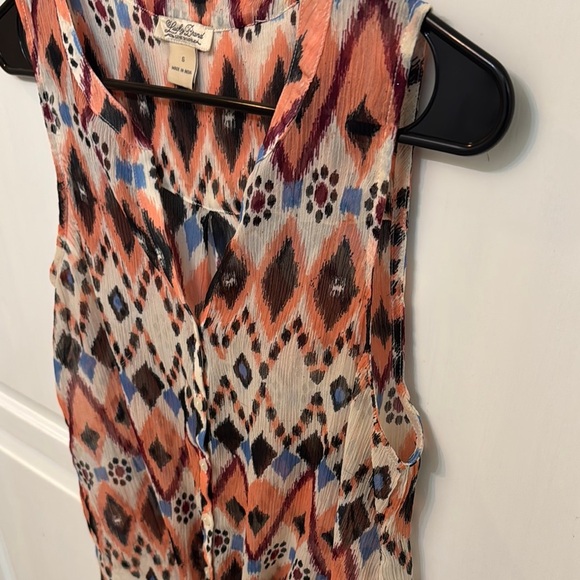 Lucky Brand Tie Front Blouse. Patterned. Size S. - Picture 4 of 7